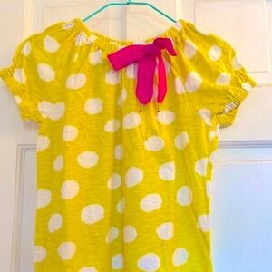 Morgan & Milo Yellow Polka Dot Dress with Pink Bow in size 10